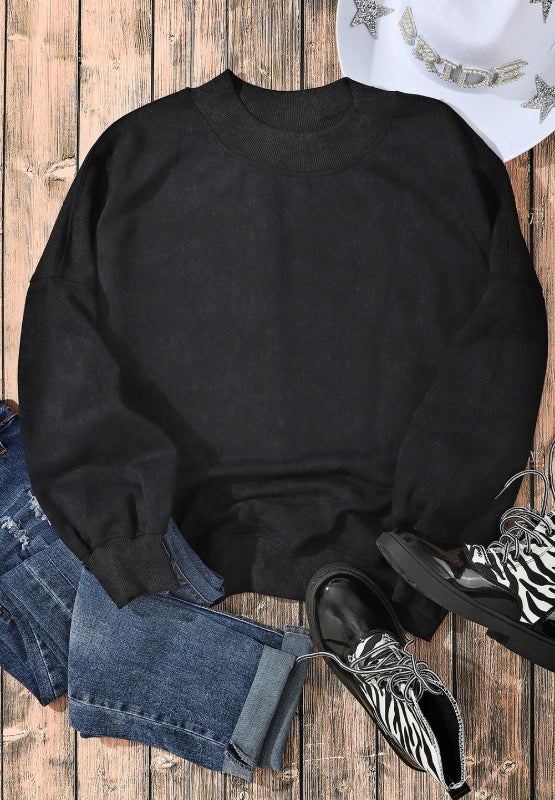 Oversize Mock Neck Dropped Shoulder Sweatshirt