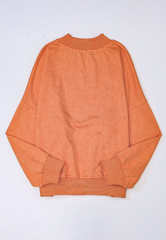 Oversize Mock Neck Dropped Shoulder Sweatshirt