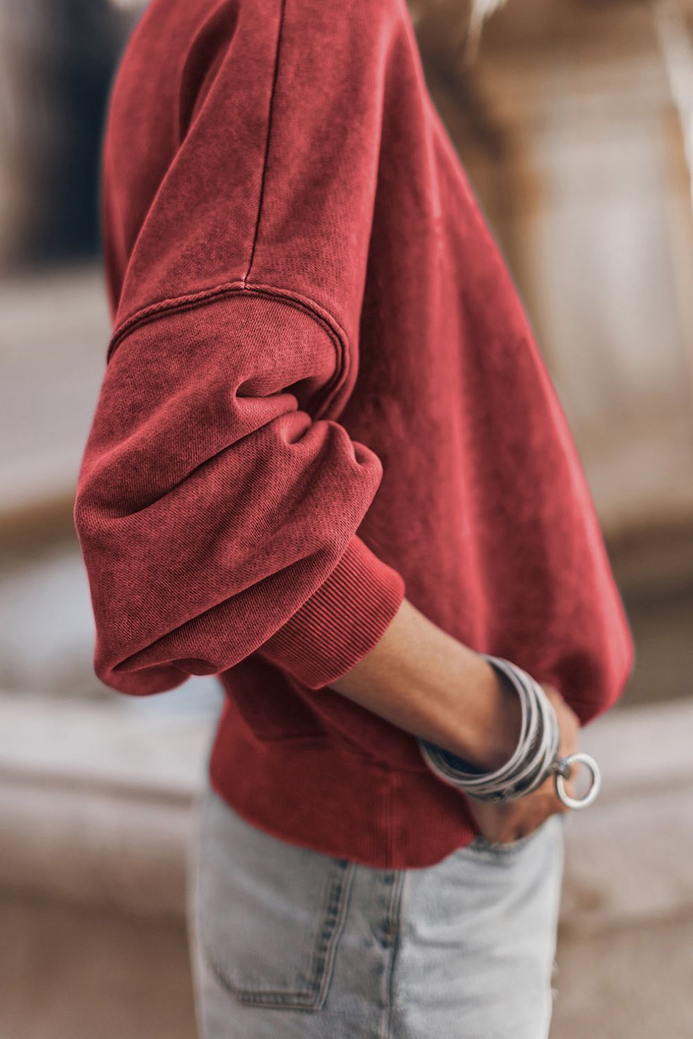 Oversize Mock Neck Dropped Shoulder Sweatshirt