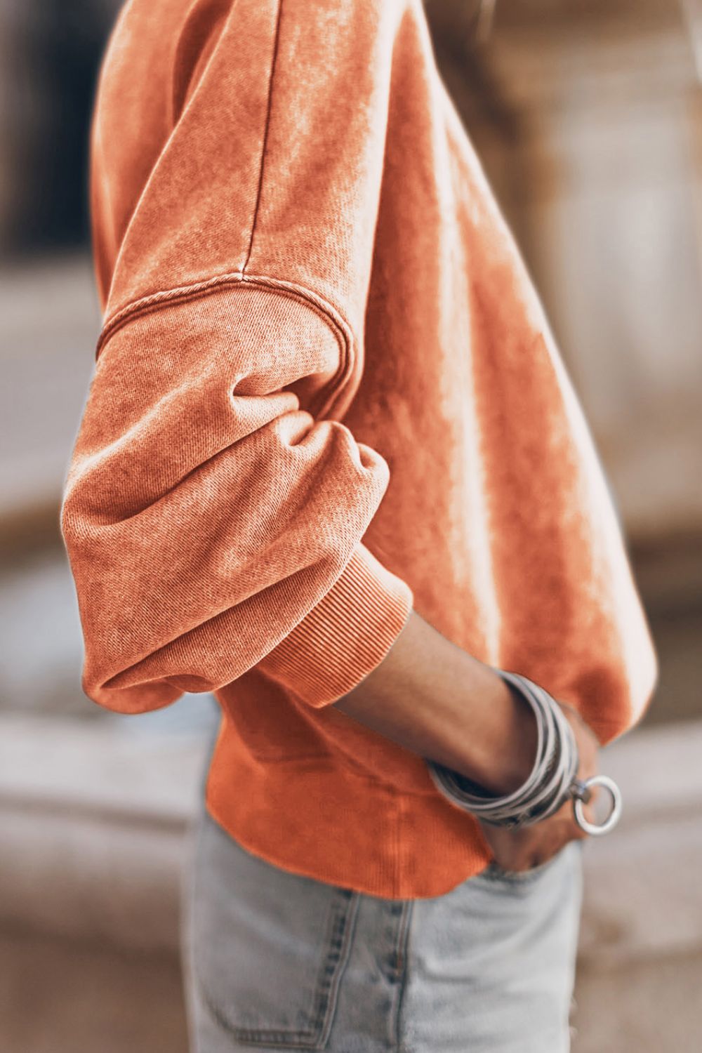 Oversize Mock Neck Dropped Shoulder Sweatshirt