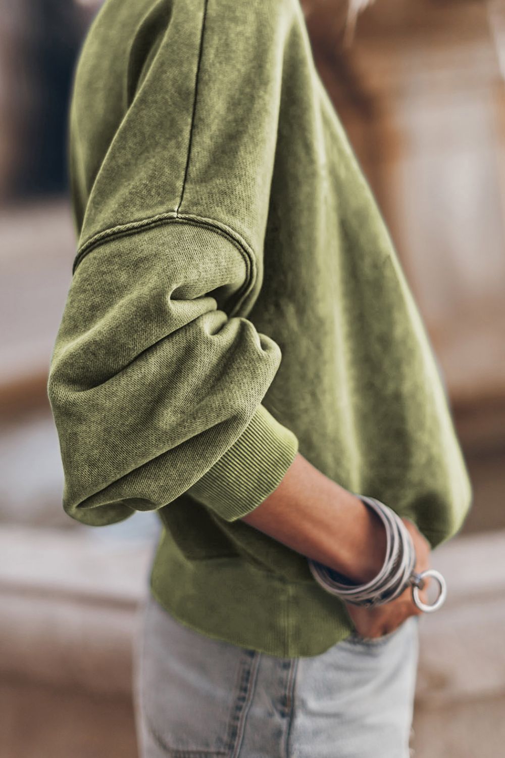 Oversize Mock Neck Dropped Shoulder Sweatshirt