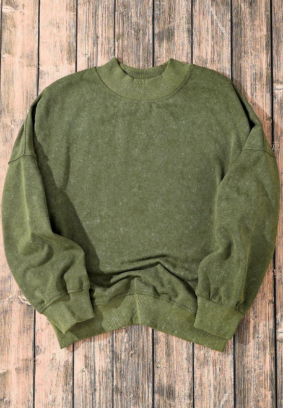 Oversize Mock Neck Dropped Shoulder Sweatshirt