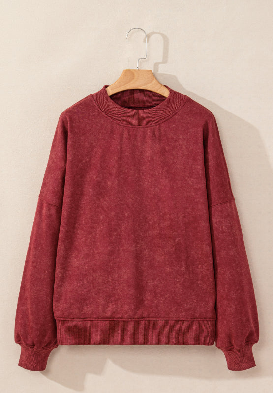 Oversize Mock Neck Dropped Shoulder Sweatshirt