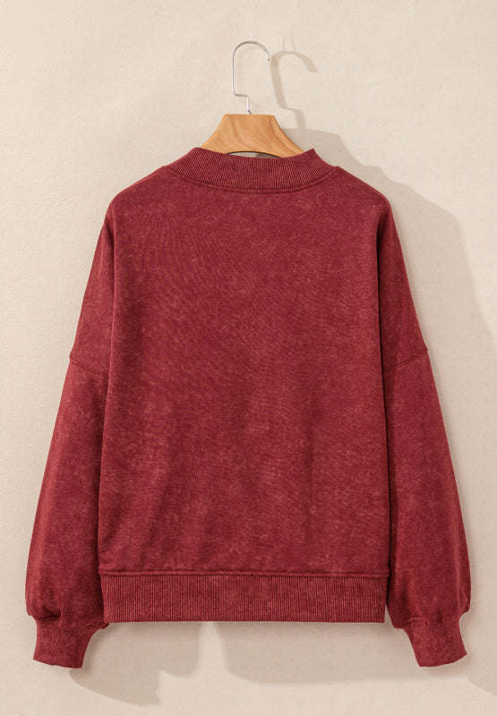 Oversize Mock Neck Dropped Shoulder Sweatshirt