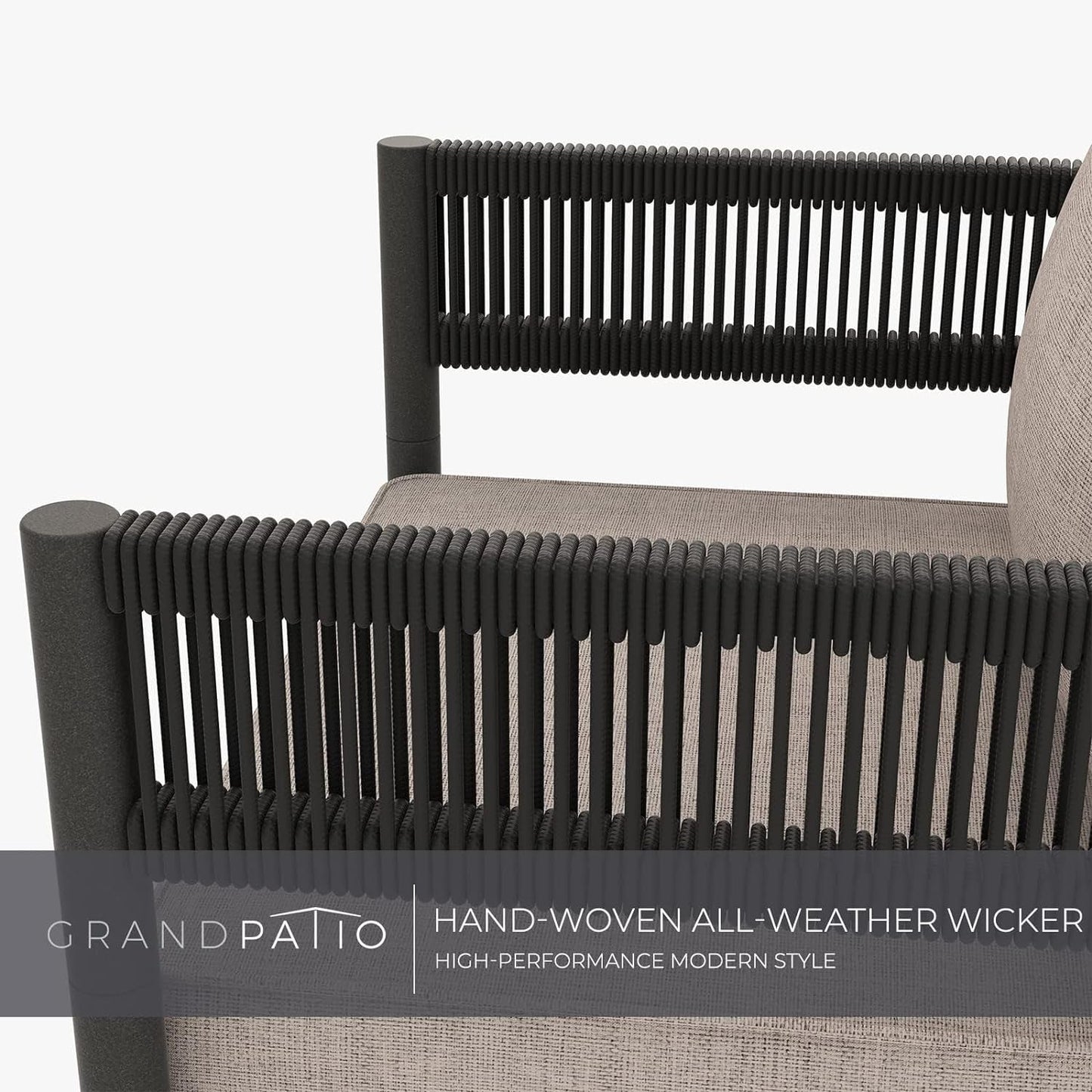 Beige 5 Piece Outdoor Wicker Patio Set With Thick Cushions