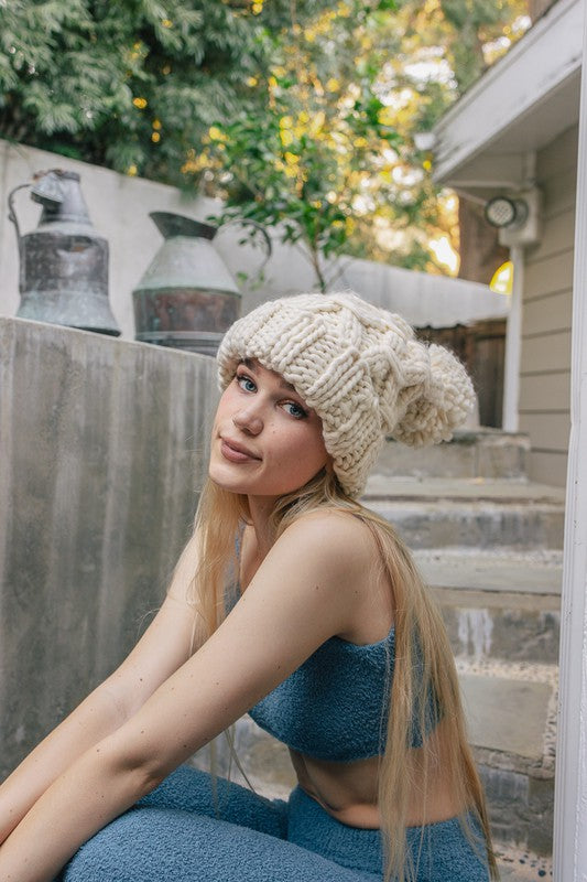 Chunky Knit Pom Beanie