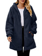 Fuzzy Pocketed Zip Up Jacket