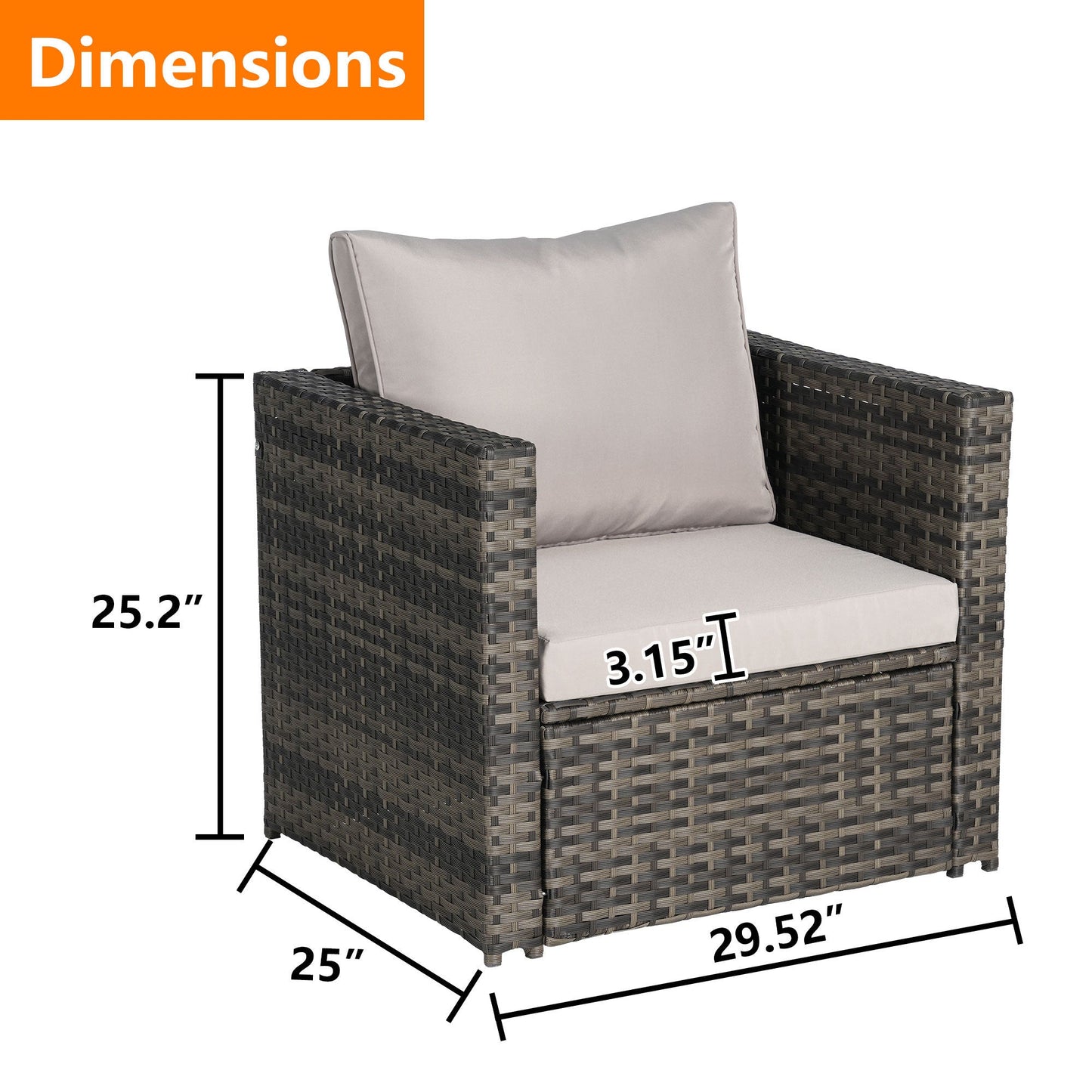 Outdoor Patio Rattan Sofa Set – Garden Wicker Chair Set with Cushions,