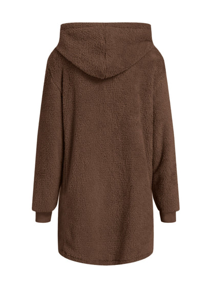 Fuzzy Pocketed Zip Up Jacket