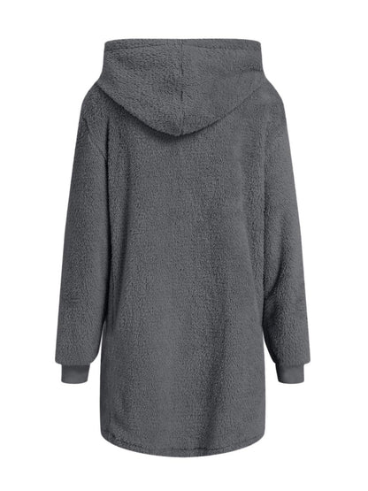 Fuzzy Pocketed Zip Up Jacket