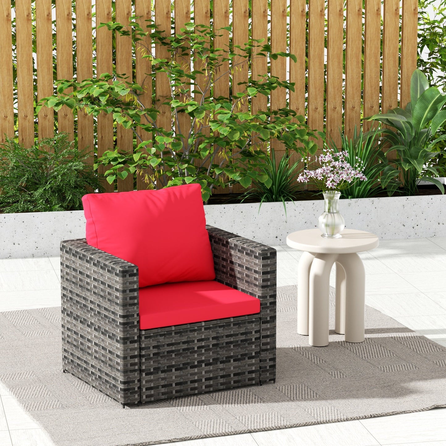 Outdoor Patio Rattan Sofa Set – Garden Wicker Chair Set with Cushions,