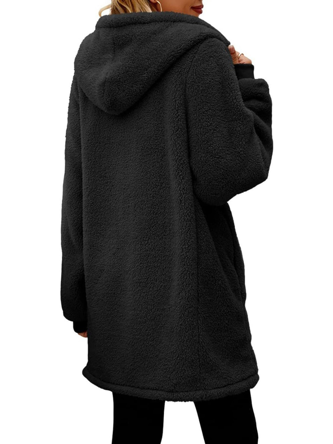 Fuzzy Pocketed Zip Up Jacket
