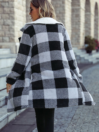 Plaid Open Front Coat