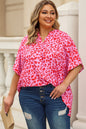 Printed Notched Neck Half Sleeve Top