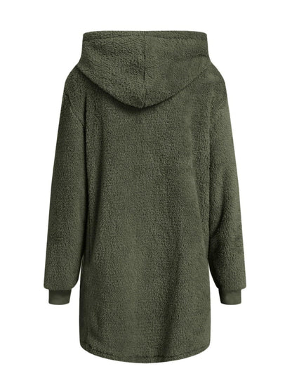 Fuzzy Pocketed Zip Up Jacket