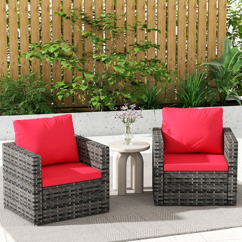 Outdoor Patio Rattan Sofa Set – Garden Wicker Chair Set with Cushions,
