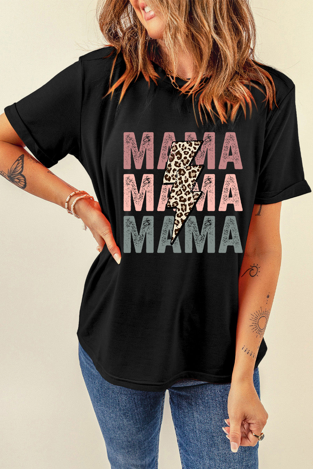 Black Leopard MAMA Graphic Tee