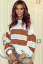 Striped Drop Shoulder Lantern Sleeve Sweater