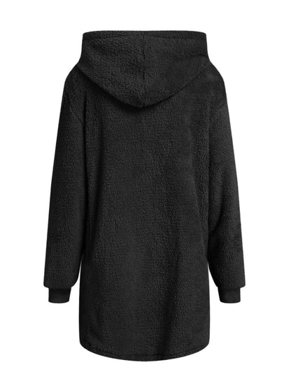 Fuzzy Pocketed Zip Up Jacket