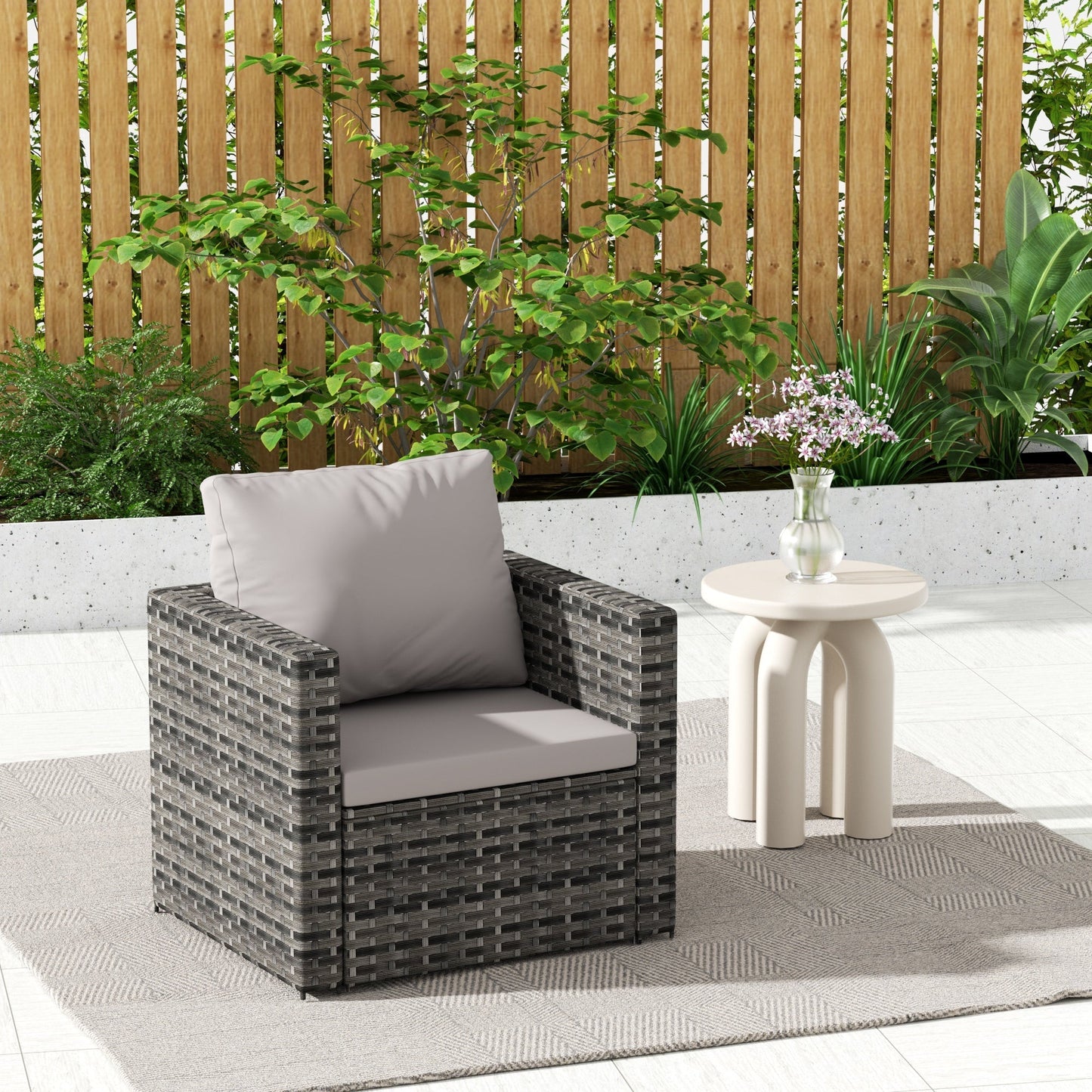 Outdoor Patio Rattan Sofa Set – Garden Wicker Chair Set with Cushions,