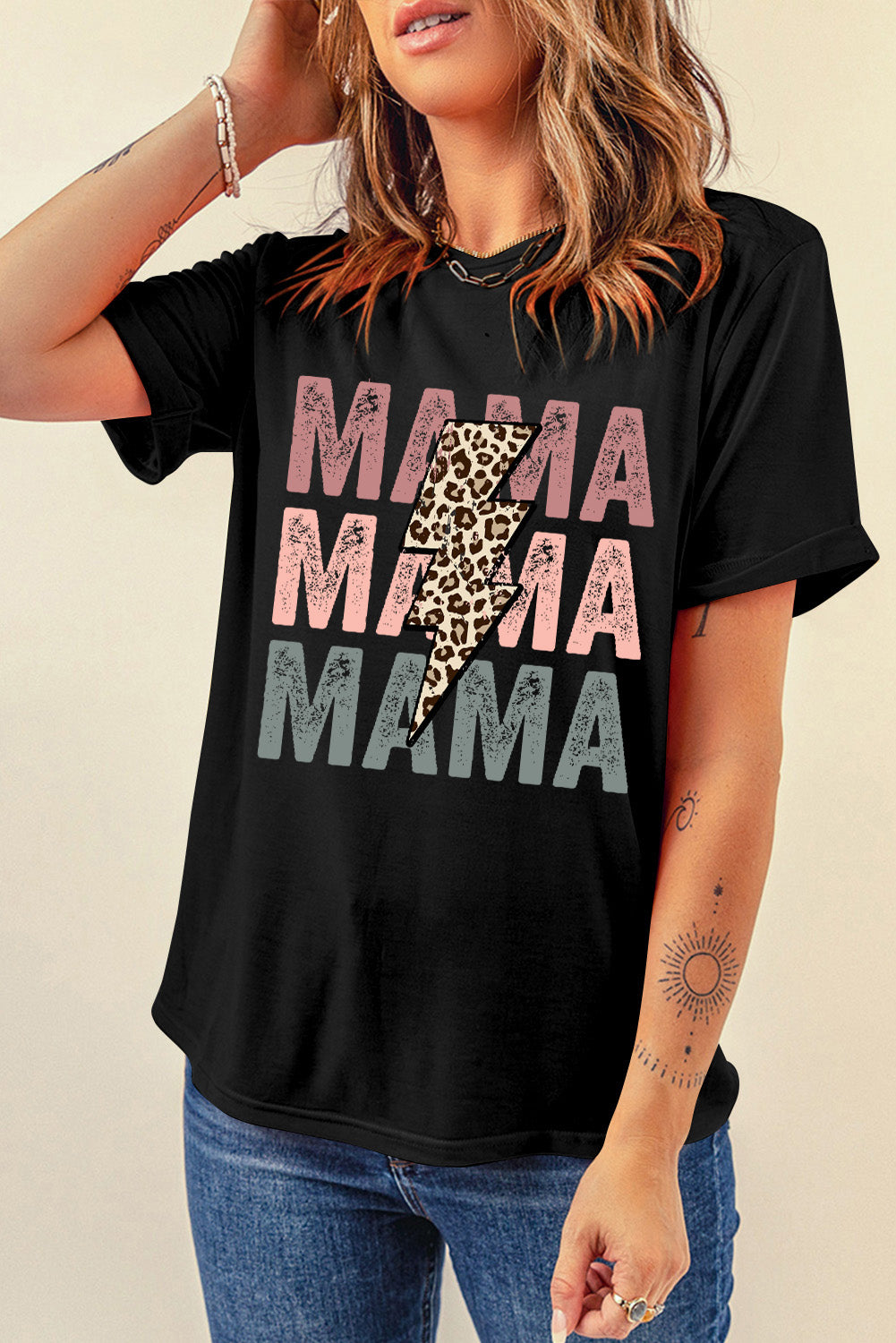 Black Leopard MAMA Graphic Tee