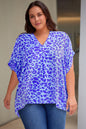 Printed Notched Neck Half Sleeve Top