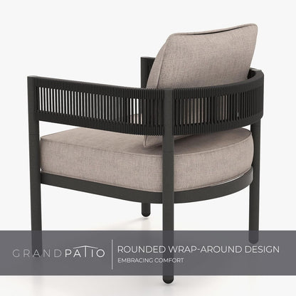 Beige 5 Piece Outdoor Wicker Patio Set With Thick Cushions