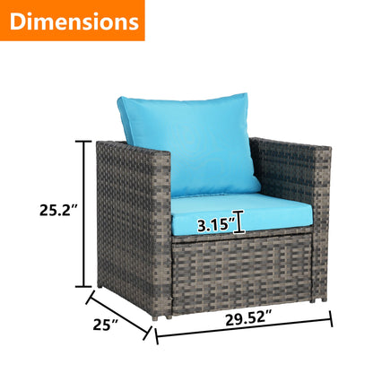 Outdoor Patio Rattan Sofa Set – Garden Wicker Chair Set with Cushions,