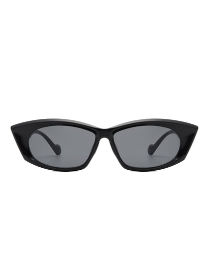 Sylara - Retro Rectangular Slim Flat Top Sunglasses