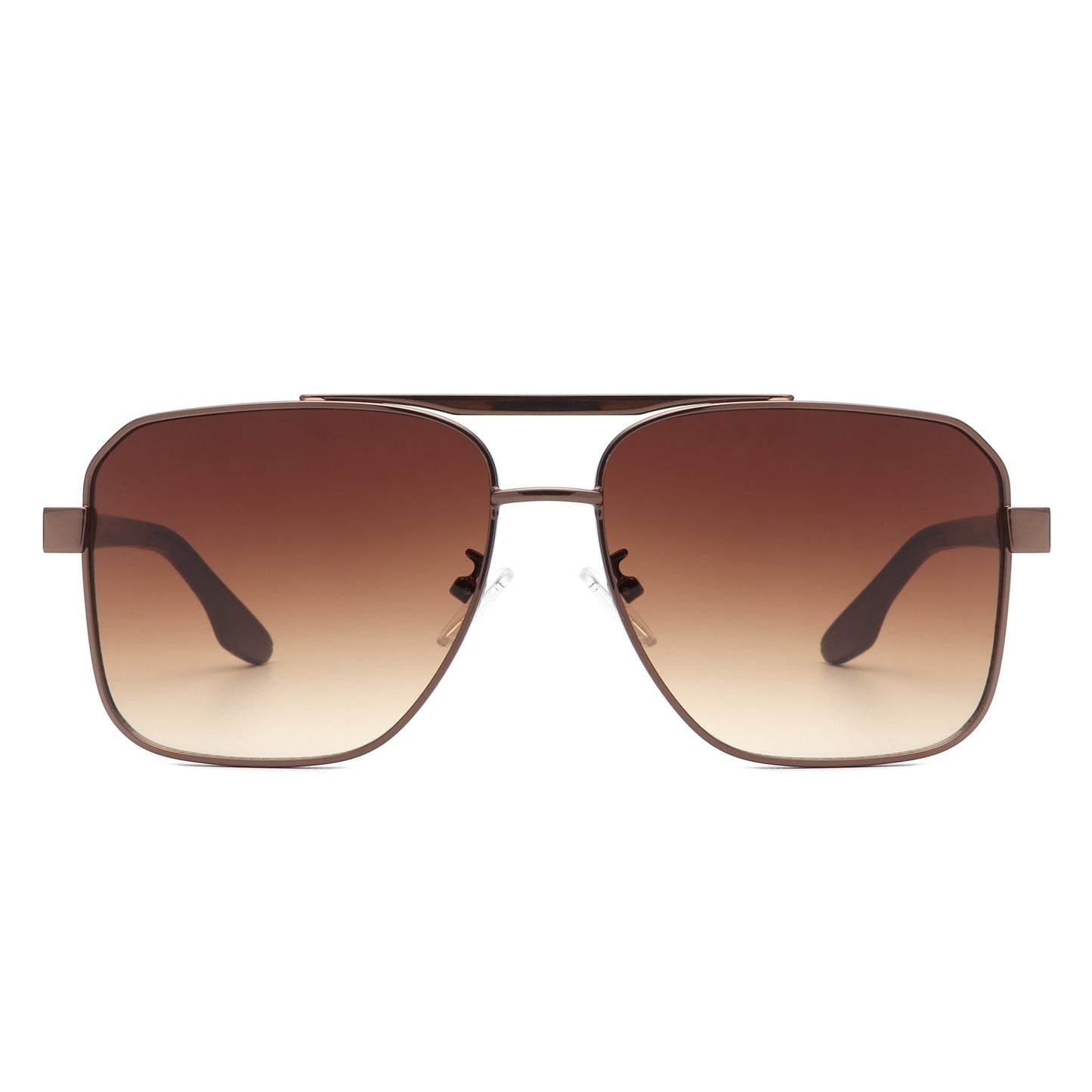 Shimmer - Square Flat Top Tinted Brow-Bar Fashion Sunglasses