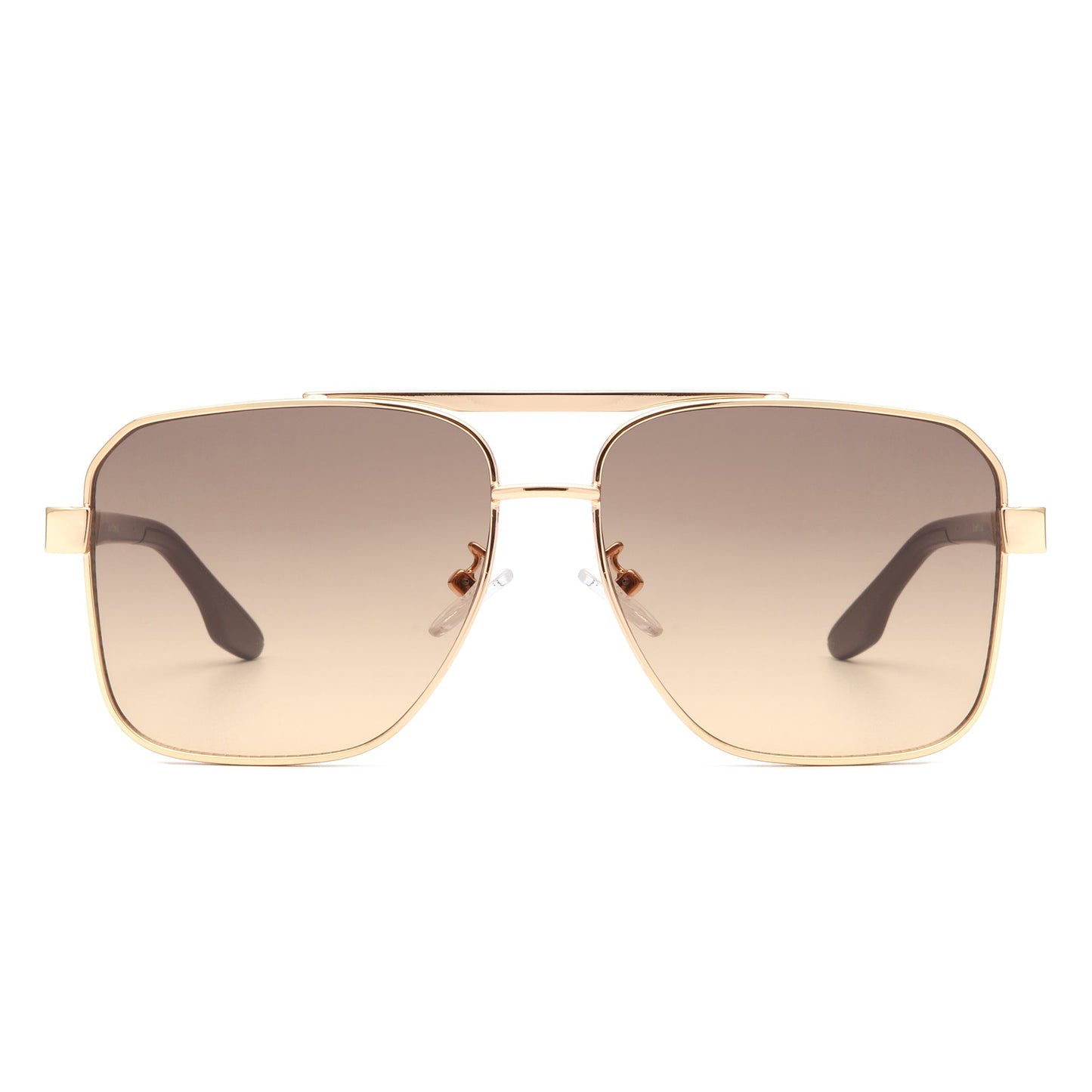 Shimmer - Square Flat Top Tinted Brow-Bar Fashion Sunglasses