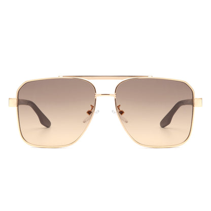 Shimmer - Square Flat Top Tinted Brow-Bar Fashion Sunglasses