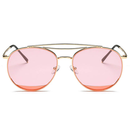 LOWELL | Unisex Round Double Brow Bar Aviator Style Sunglasses