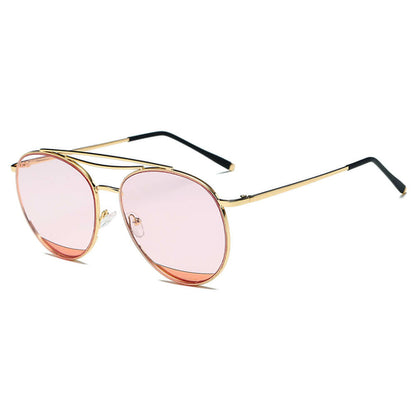 LOWELL | Unisex Round Double Brow Bar Aviator Style Sunglasses