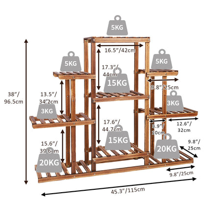 9 Tier Wooden Plant Home Decor Stand