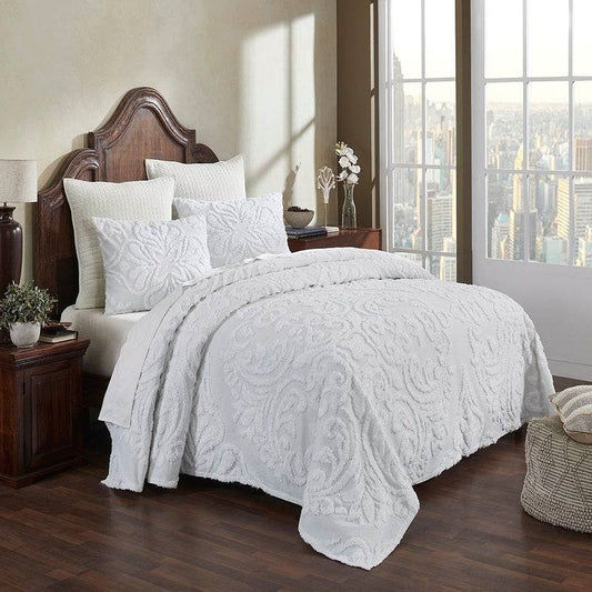 King Size 100-Percent Cotton Chenille 3-Piece Coverlet Bedspread Set