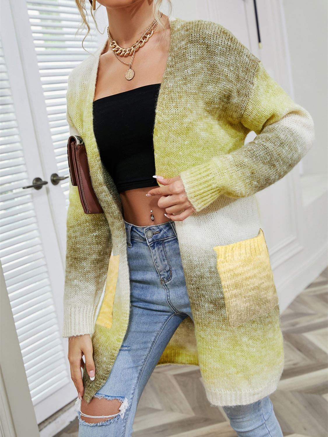Angel Wings Open Front Gradient Cardigan