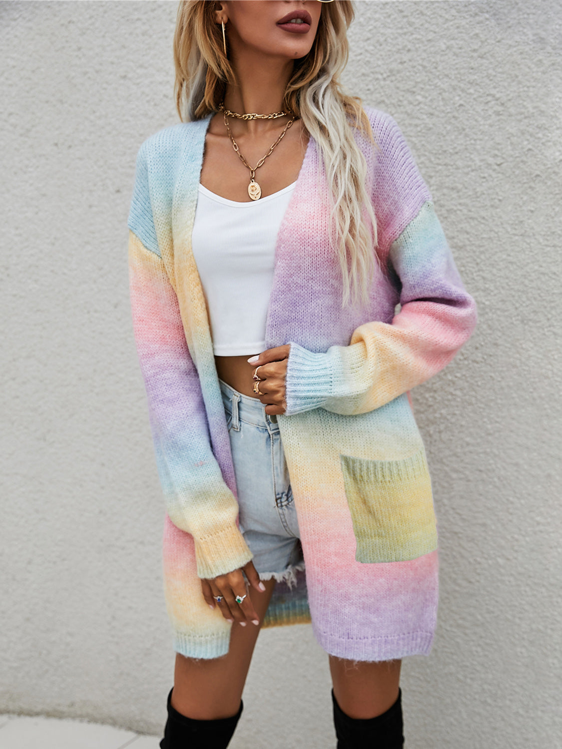 Angel Wings Open Front Gradient Cardigan