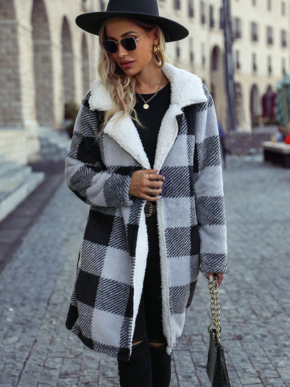 Plaid Open Front Coat
