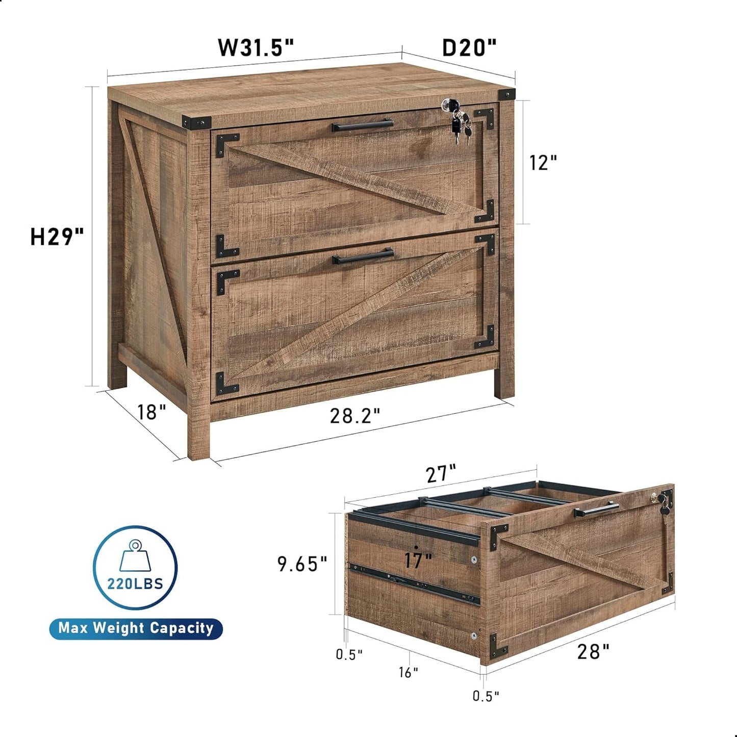 2-Drawer Farmhouse Filing Cabinet