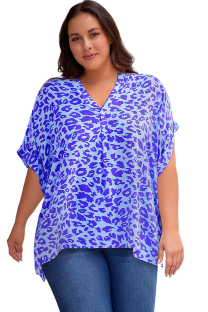 Printed Notched Neck Half Sleeve Top