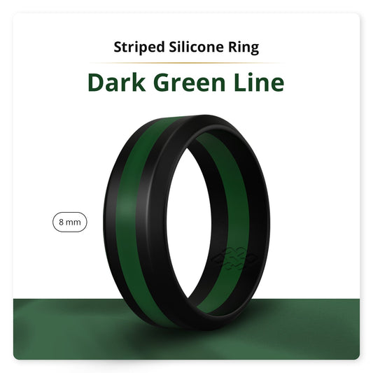 Dark Green Stripe Silicone Ring For Men and Women