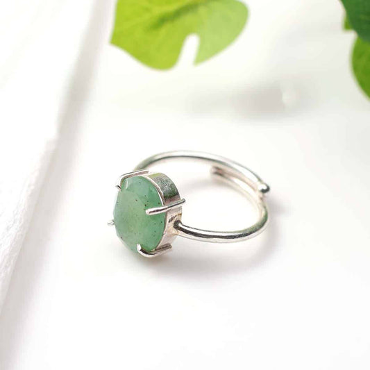 Green Aventurine Diamond Cut Ring