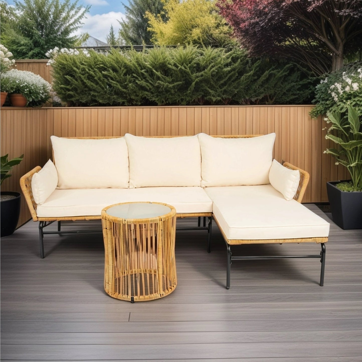 3 Pieces Outdoor Patio Wicker Furniture Set