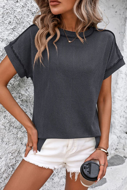 Striped Round Neck Short Sleeve T-Shirt