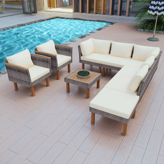 9-Piece Patio Rattan Furniture Set